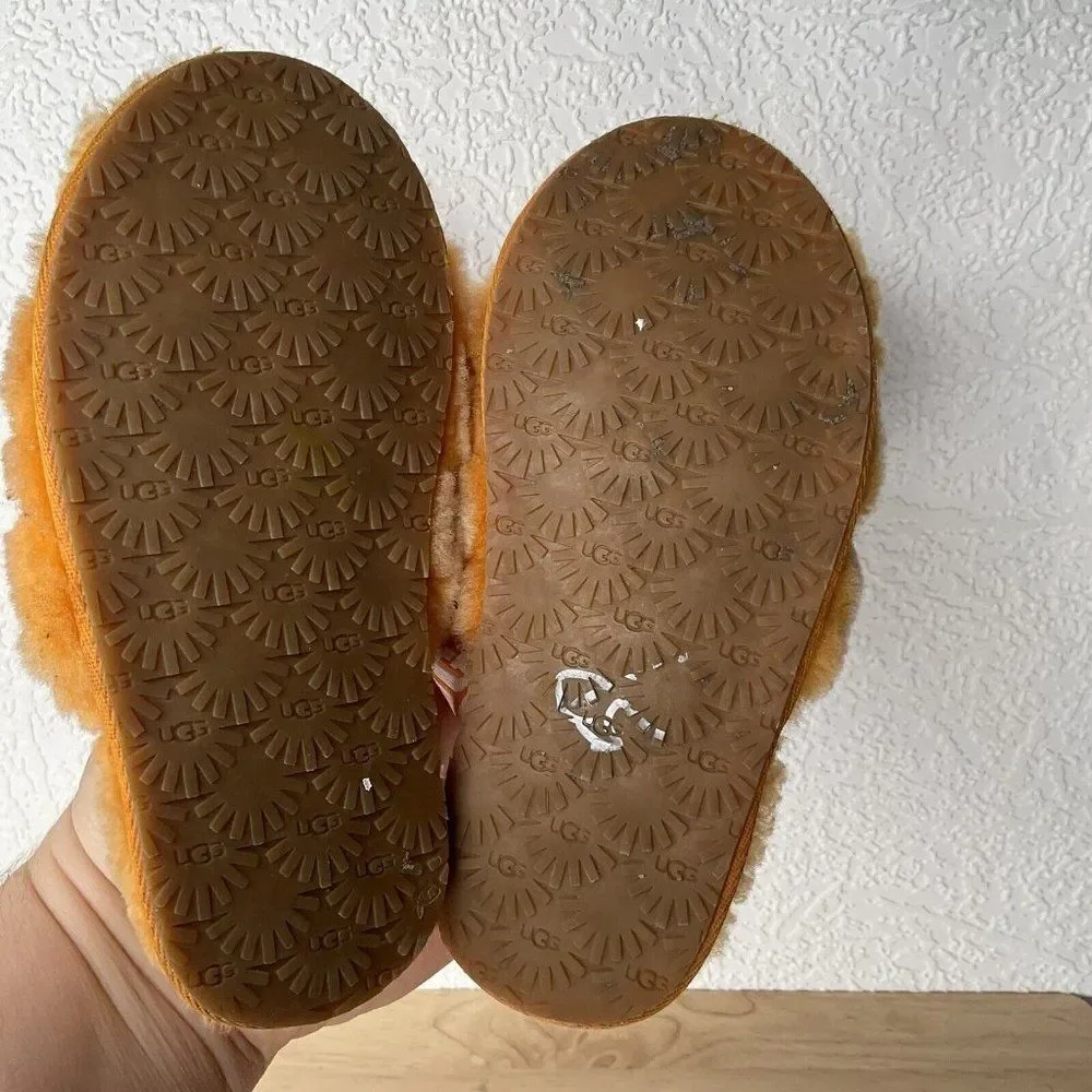 Ugg Orange California Poppy Fluff Yeah Fur Slides Slippers Kids Girlsn12 Vietnam